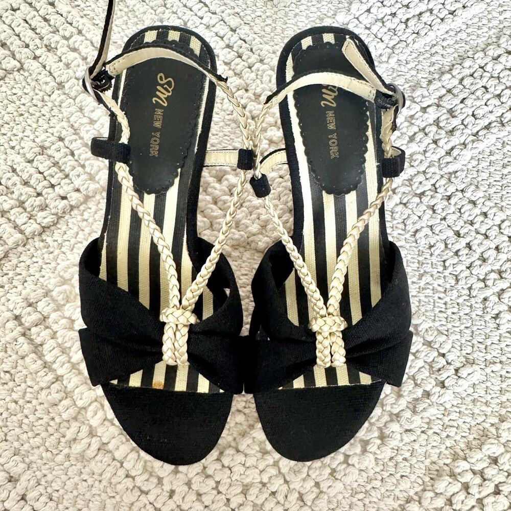 Steve Madden Women's Black Rope Espadrille Cork Wedge Sandal Size 6 Ankle Strap - Picture 2 of 14